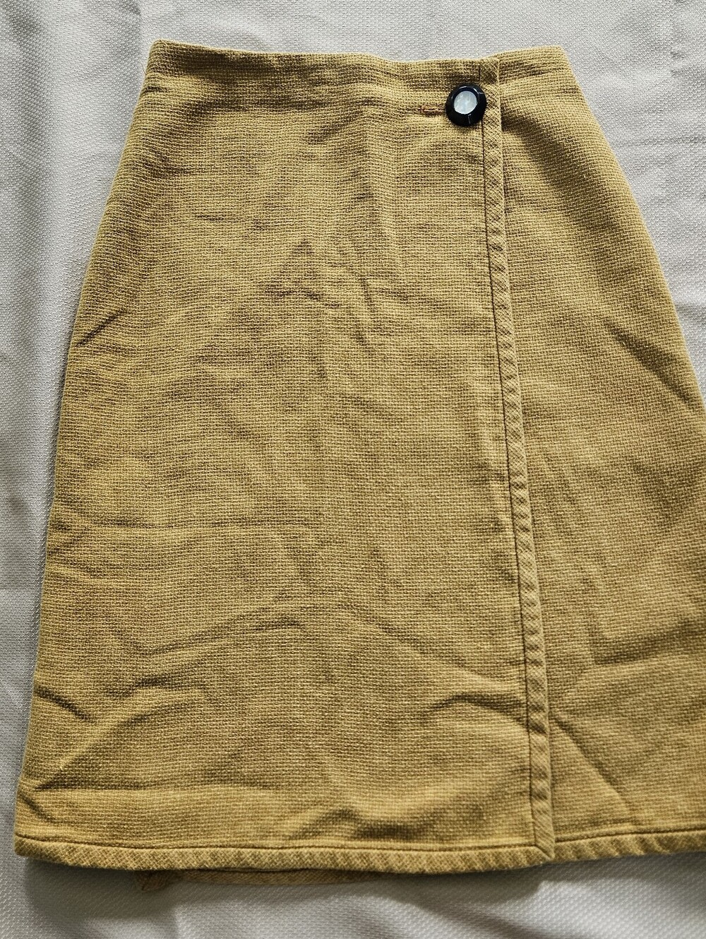 Trademark Mustard Textured Cotton Linen Wrap Skirt Sz 0 Made in Poland